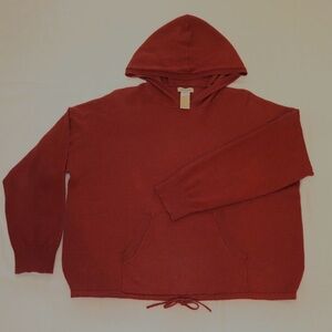 Max Studio Women's deep red/orange Hoodie, light weight, Y2K, oversized